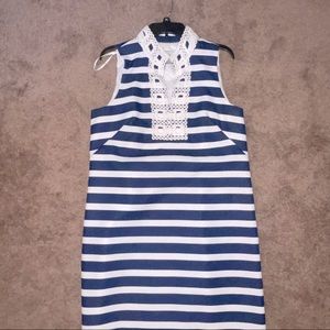 Blue & White Striped Sleeveless Dress by Jessica Howard